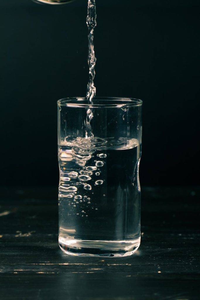 clear liquid in drinking glass